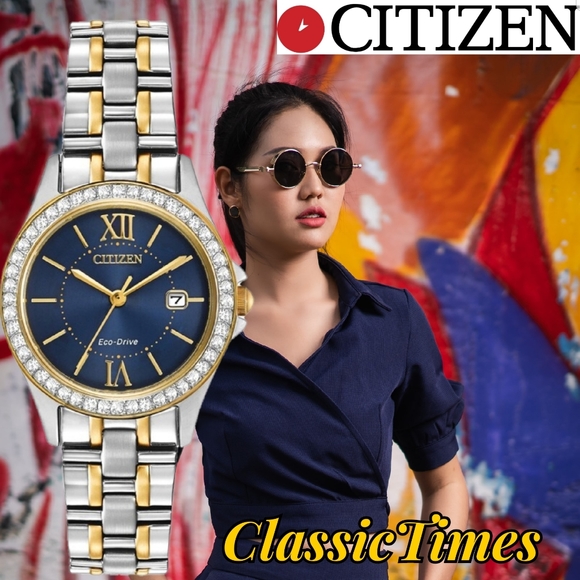 Citizen Accessories - **SOLD** Citizen Ladies' Eco-Drive Crystal Watch with Blue Dial